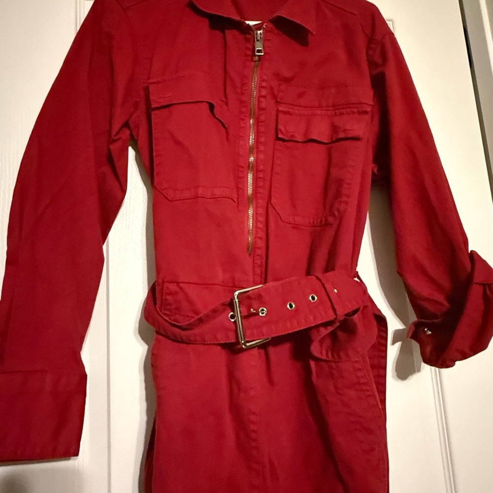 Banana Republic Red Jumpsuit with zipper and belt - Picture 2 of 5